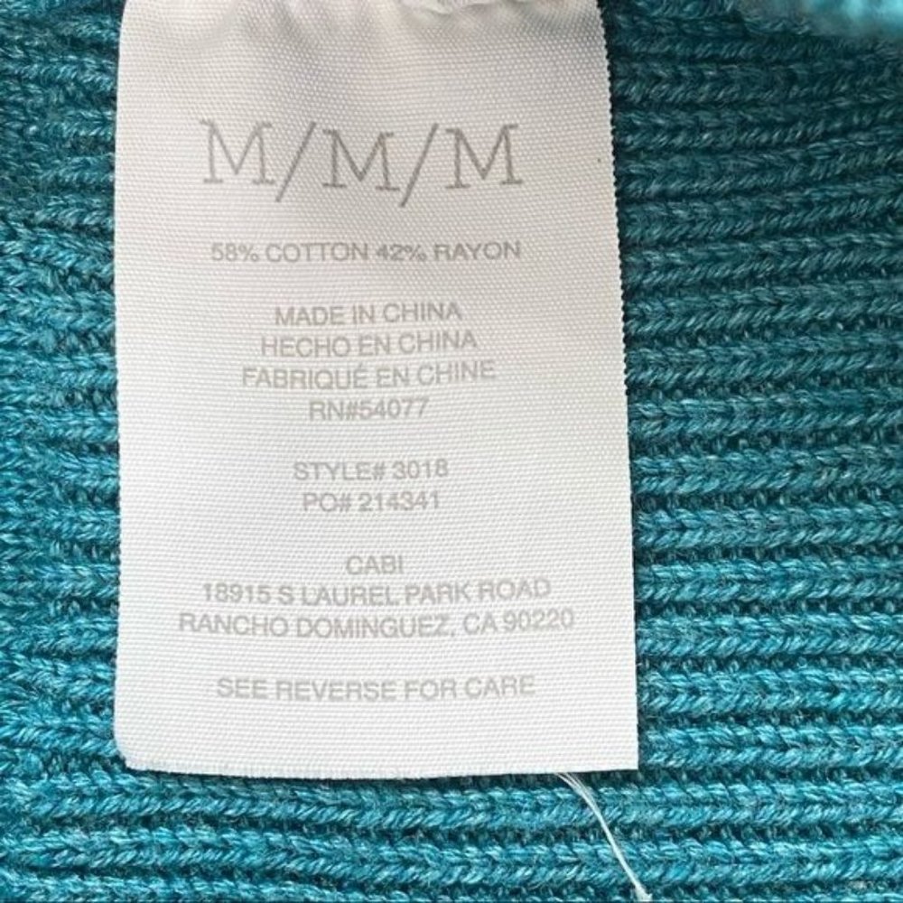 CAbi Tearoom Cardigan w/faux fur collar removable Medium Teal Green EUC - Picture 5 of 14